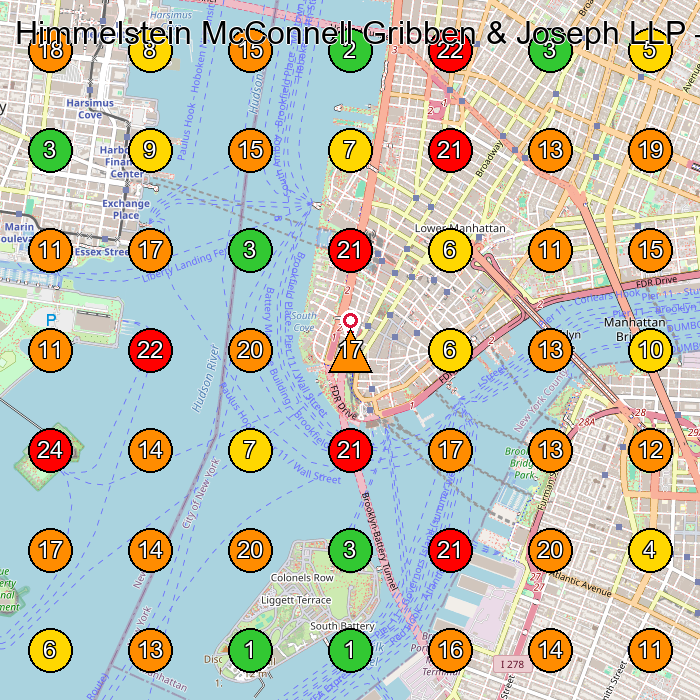 Himmelstein McConnell Gribben & Joseph LLP Real Estate Attorney GeoGrid ranking map for New York NY